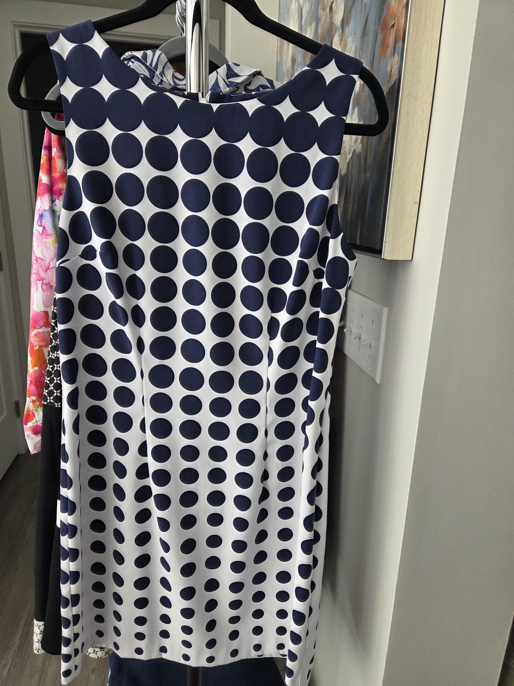 Alyx Navy and White Polka Dot Sleeveless Dress